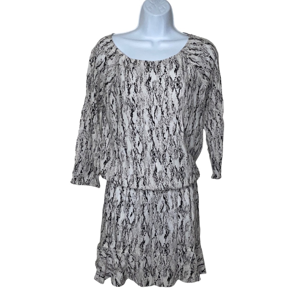 Soft Joie Small Dress White Gray Python Aaryn Mini Snakeskin Scoop Neck